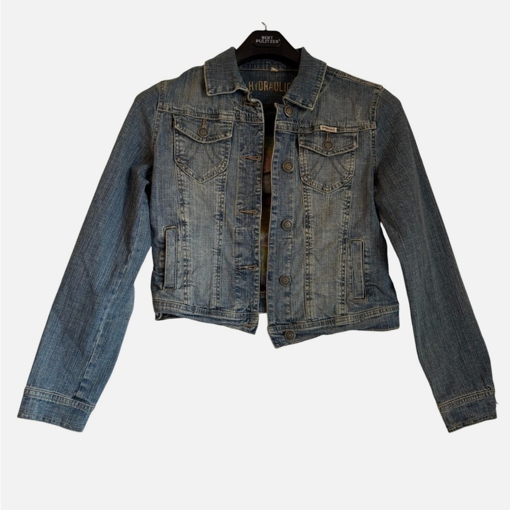 Upcycled Denim Jacket Hand Felted One Of A Kind Boho Hippie Art Whimsical Lg VTG - Picture 2 of 12